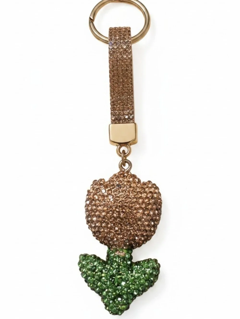 Sassified Boutique Nwt Crystal Tulip Keychain Wristlet - Rose Gold and Green